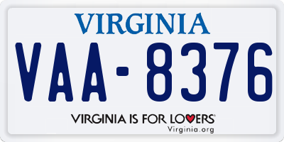 VA license plate VAA8376