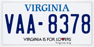 VA license plate VAA8378