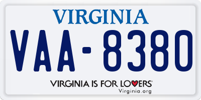 VA license plate VAA8380