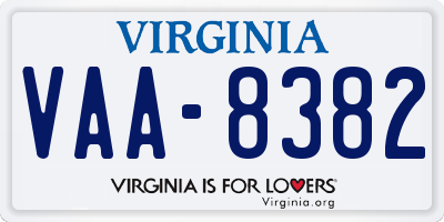 VA license plate VAA8382