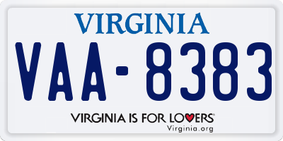 VA license plate VAA8383