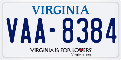 VA license plate VAA8384