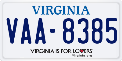 VA license plate VAA8385