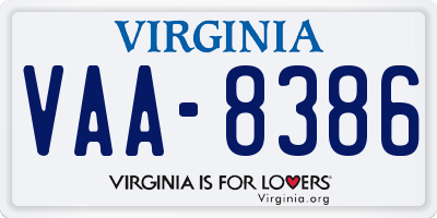 VA license plate VAA8386