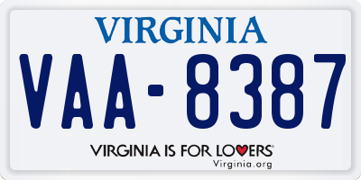 VA license plate VAA8387