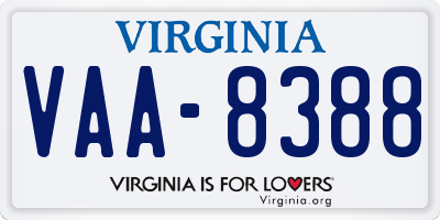 VA license plate VAA8388