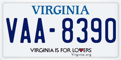 VA license plate VAA8390