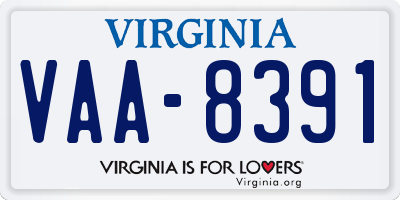 VA license plate VAA8391