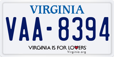 VA license plate VAA8394