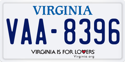 VA license plate VAA8396