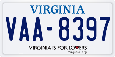 VA license plate VAA8397