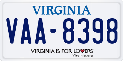 VA license plate VAA8398