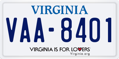 VA license plate VAA8401