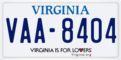 VA license plate VAA8404