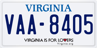 VA license plate VAA8405