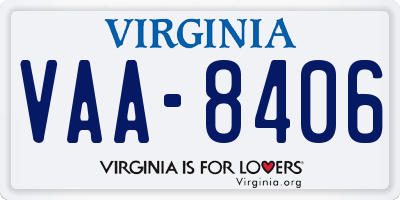 VA license plate VAA8406