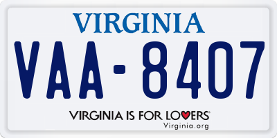 VA license plate VAA8407