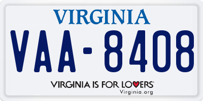 VA license plate VAA8408