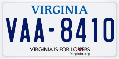 VA license plate VAA8410