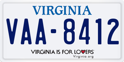 VA license plate VAA8412