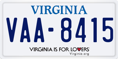 VA license plate VAA8415