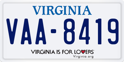 VA license plate VAA8419