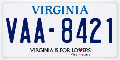 VA license plate VAA8421