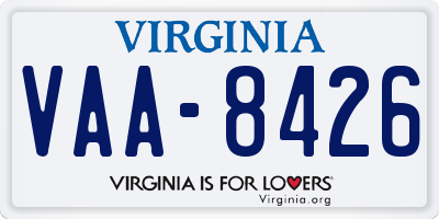 VA license plate VAA8426