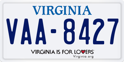 VA license plate VAA8427