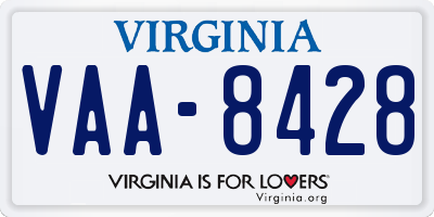 VA license plate VAA8428