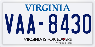 VA license plate VAA8430