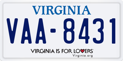 VA license plate VAA8431