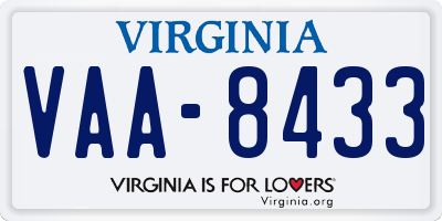 VA license plate VAA8433