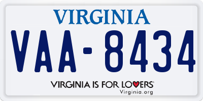 VA license plate VAA8434