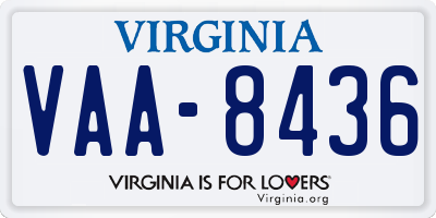 VA license plate VAA8436