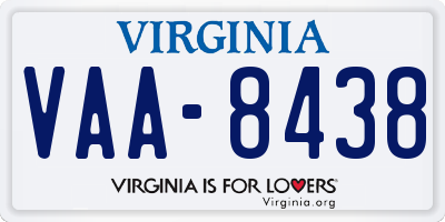 VA license plate VAA8438