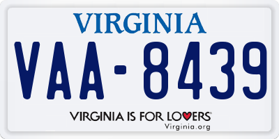 VA license plate VAA8439