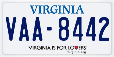 VA license plate VAA8442