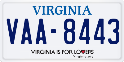 VA license plate VAA8443