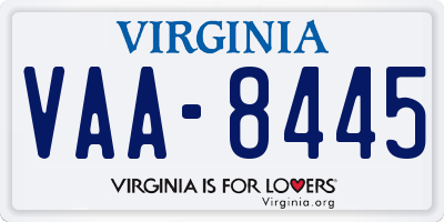 VA license plate VAA8445