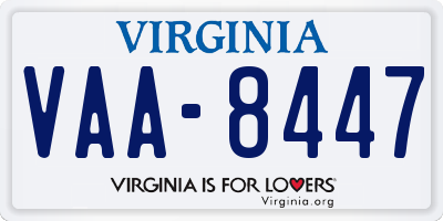 VA license plate VAA8447