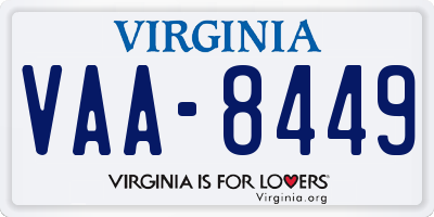 VA license plate VAA8449