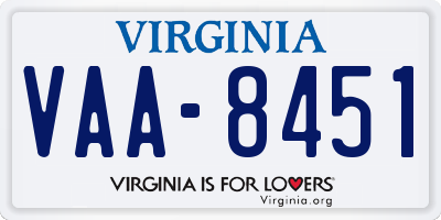 VA license plate VAA8451