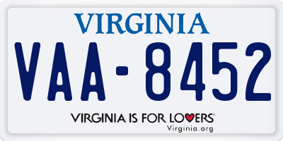 VA license plate VAA8452