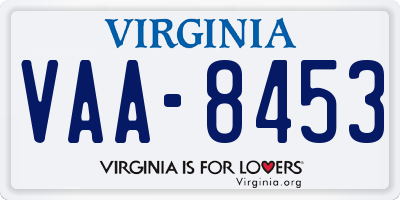 VA license plate VAA8453