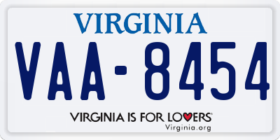 VA license plate VAA8454