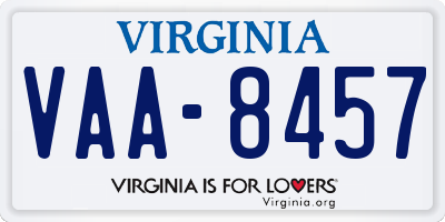 VA license plate VAA8457