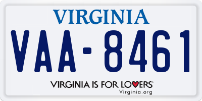 VA license plate VAA8461