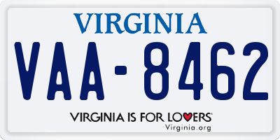 VA license plate VAA8462