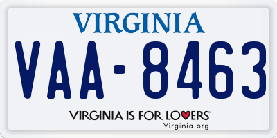 VA license plate VAA8463